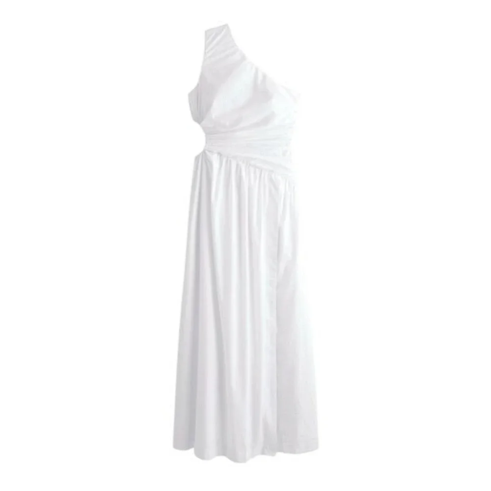 Abercrombie & Fitch Fiore One Shoulder Maxi Dress‎ XL Cutout High Slit NWOT